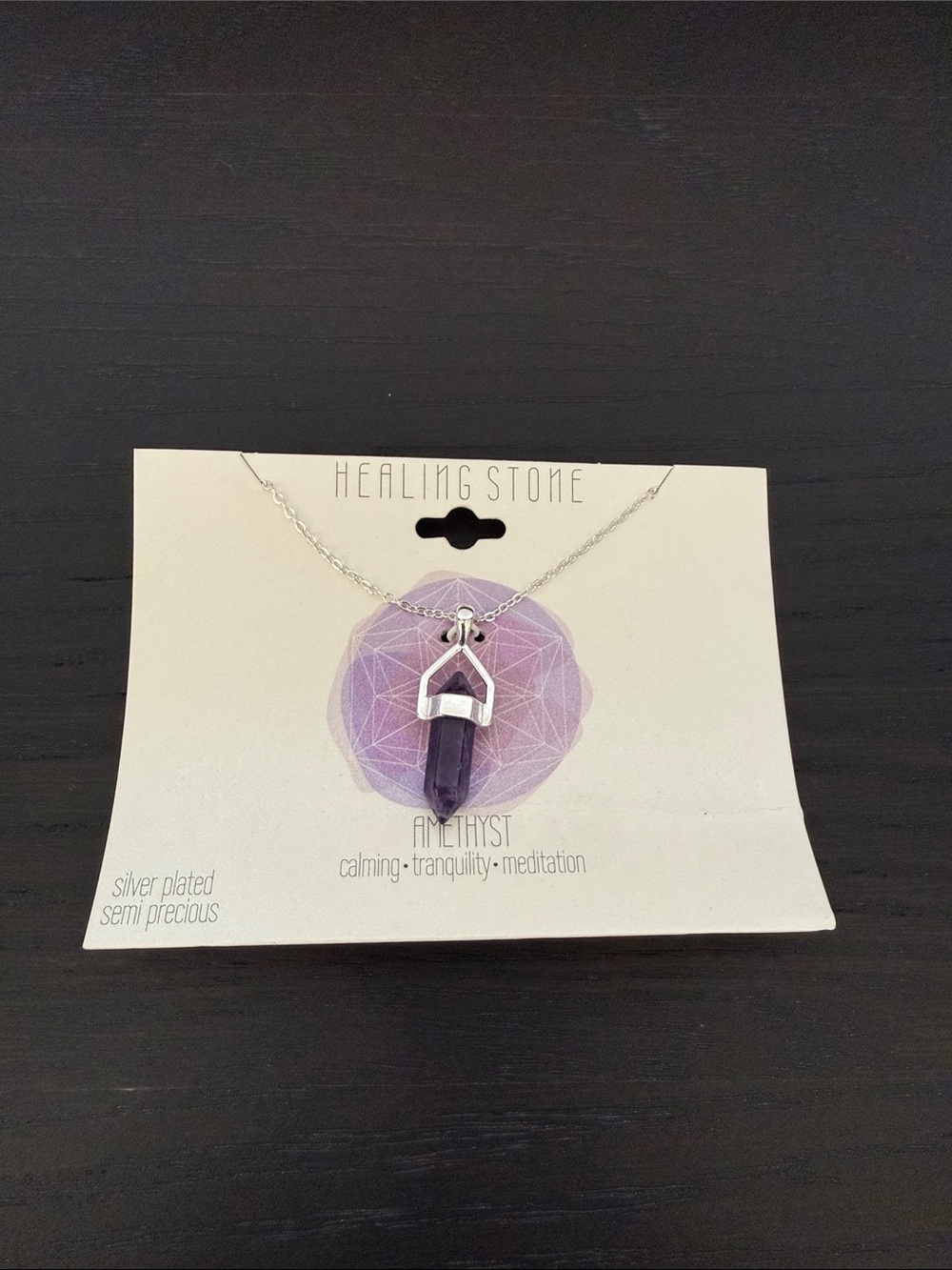 Healing stone Silver Plated Amethyst Pendant Necklace - Purple